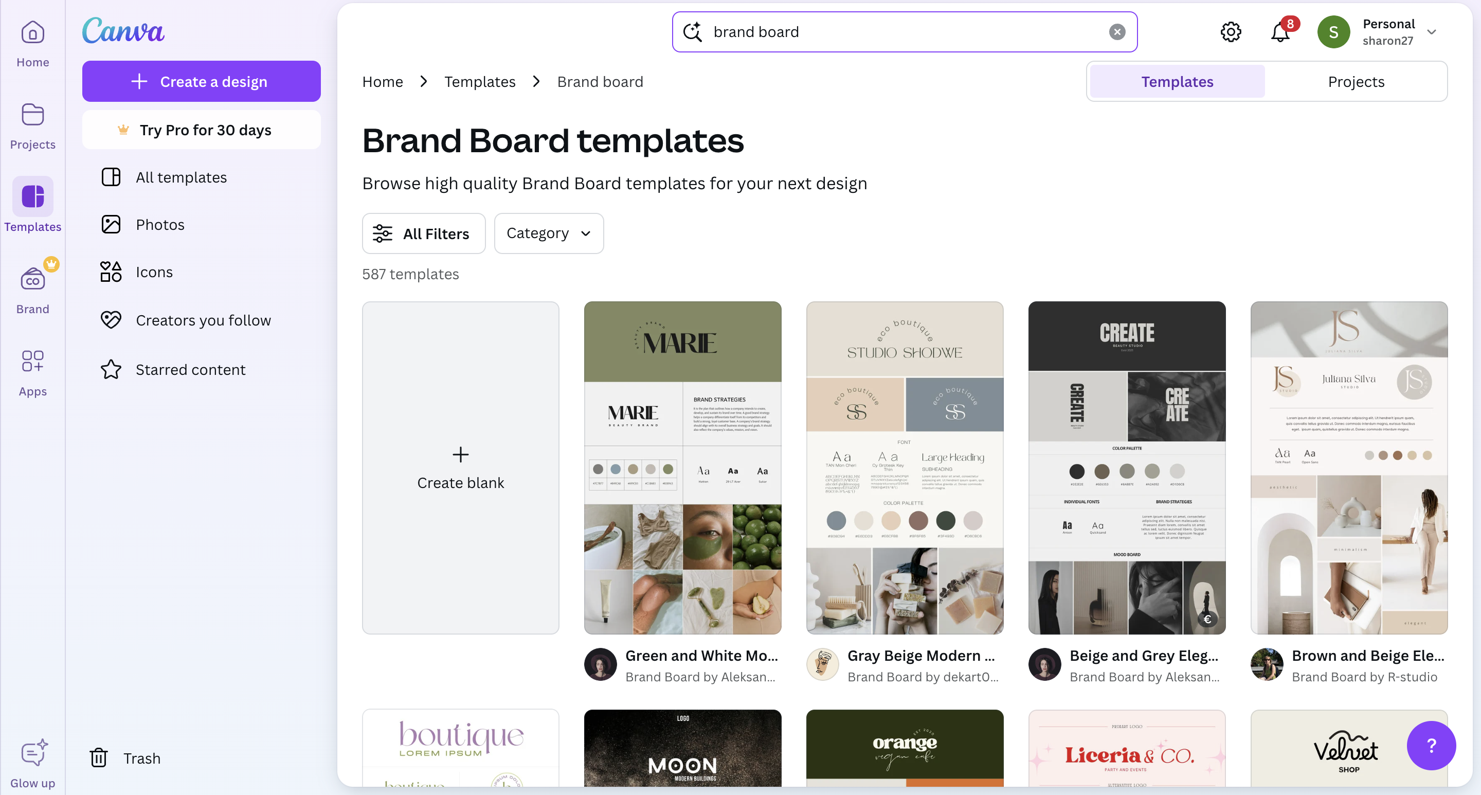 Brand boards Canva