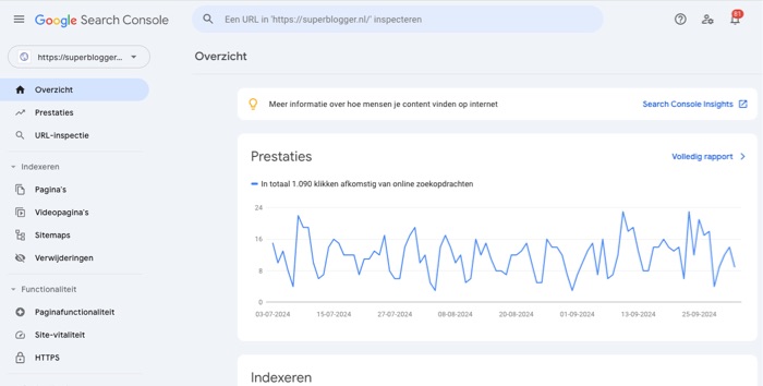 Google Search Console pagina