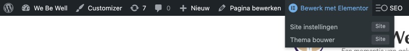 Site Instellingen bewerken Elementor