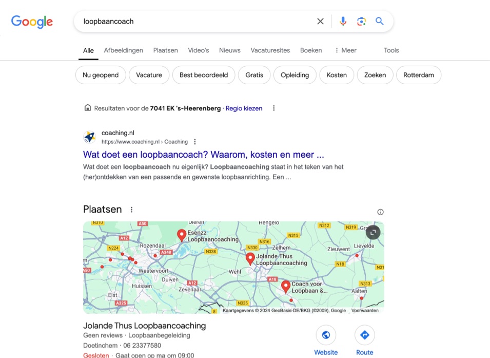 Zoekopdracht in Google